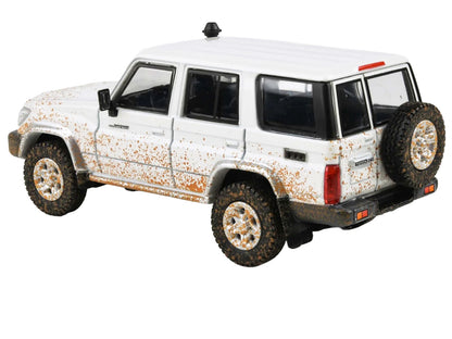 2014 Toyota Land Cruiser 76 White (Dirty Off Road Effect) 1/64 Diecast Model Car by Paragon Models