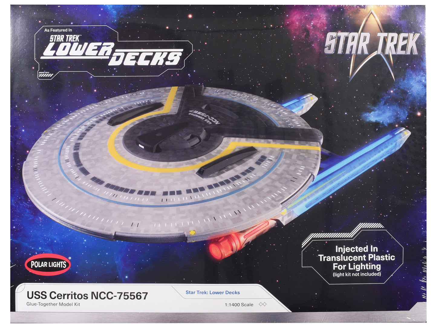 Skill 2 Model Kit USS Cerritos NCC-75567 Spacecraft "Star Trek: Lower Decks" (2020-2024) TV Series 1/1400 Scale Model by Polar Lights