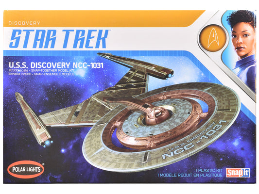 Skill 2 Snap Model Kit U.S.S. Discovery NCC-1031 Spacecraft "Star Trek: Discovery" (2017-2024) TV Series 1/2500 Scale Model by Polar Lights