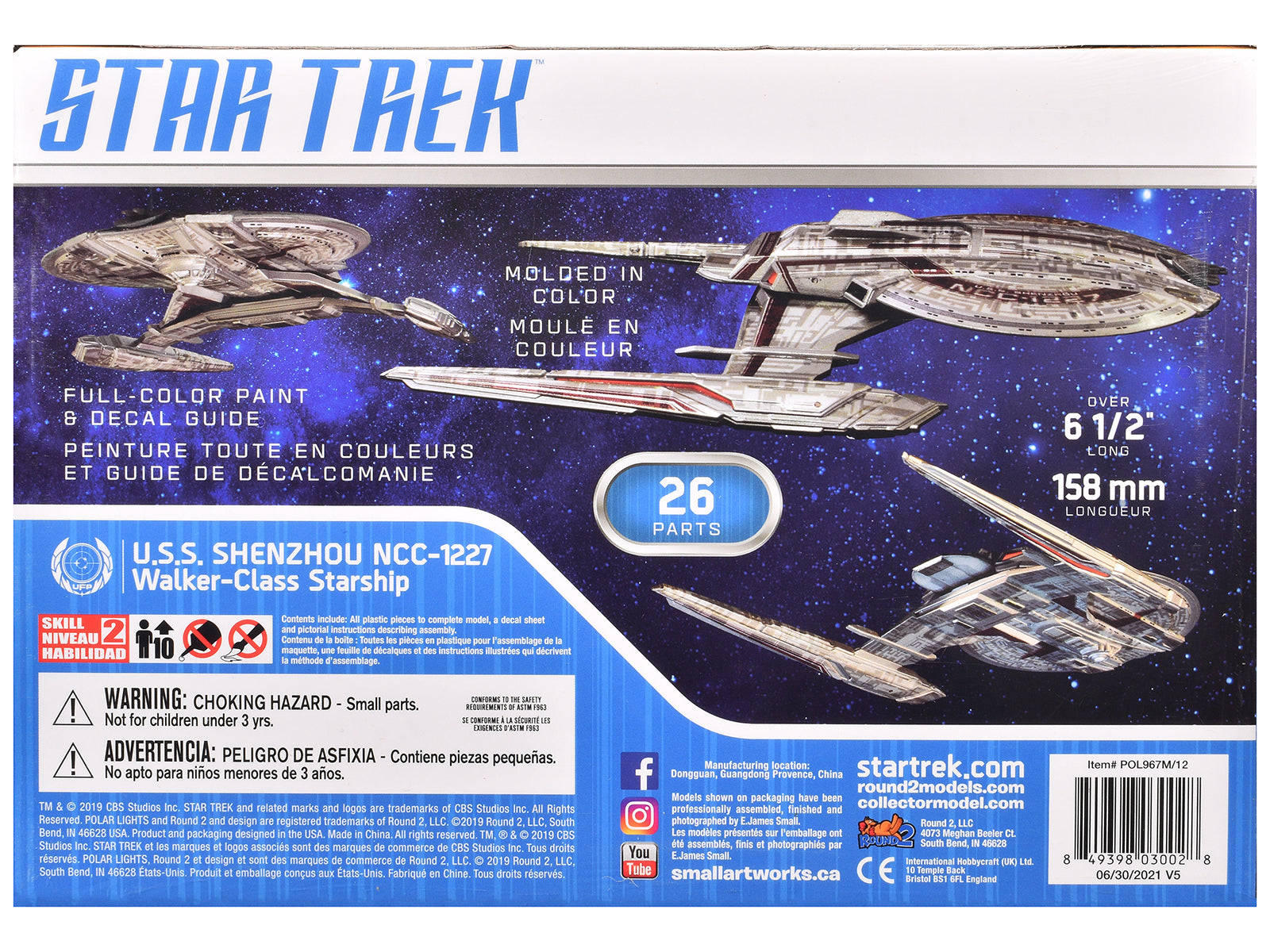 Skill 2 Snap Model Kit U.S.S. Shenzhou NCC-1227 Spacecraft "Star Trek: Discovery" (2017-2024) TV Series 1/2500 Scale Model by Polar Lights-DiecastModeler.com