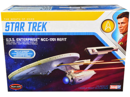 Skill 2 Snap Model Kit U.S.S. Enterprise NCC-1701 Refit Spaceship "Star Trek II: The Wrath of Khan" (1982) Movie 1/1000 Scale Model by Polar Lights-DiecastModeler.com