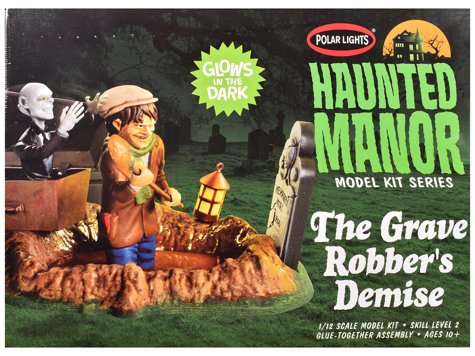 Skill 2 Model Kit Haunted Manor "The Grave Robber's Demise" Diorama Set 1/12 Scale Model by Polar Lights-DiecastModeler.com