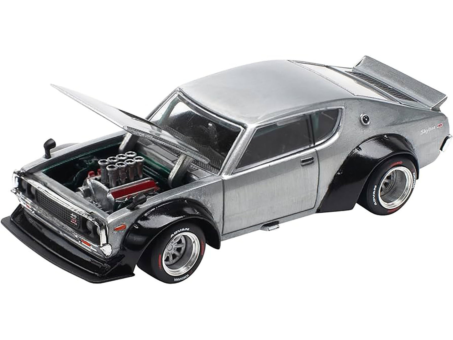 Skyline KPGC110 "Kenmeri" RHD (Right Hand Drive) Raw Metal "Enigma Exclusive Edition" 1/64 Diecast Model Car by Pop Race