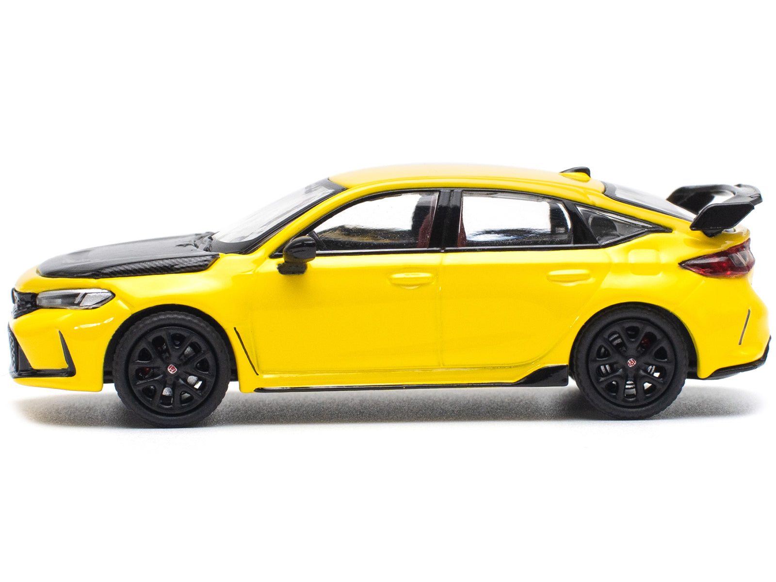 Honda Civic Type R FL5 Yellow with Carbon Hood 1/64 Diecast Model Car by Pop Race-DiecastModeler.com