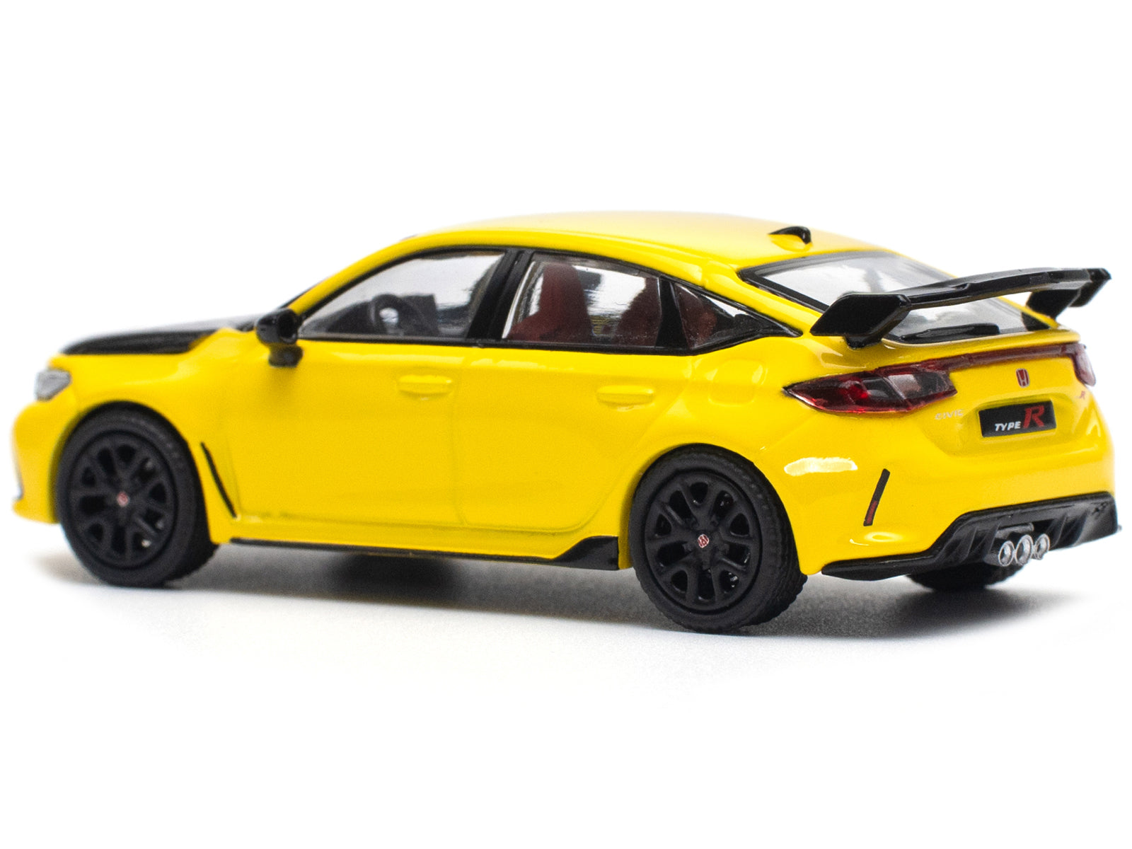 Honda Civic Type R FL5 Yellow with Carbon Hood 1/64 Diecast Model Car by Pop Race-DiecastModeler.com