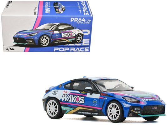 Toyota GR86 "Wako's" Blue with Graphics 1/64 Diecast Model Car by Pop Race-DiecastModeler.com
