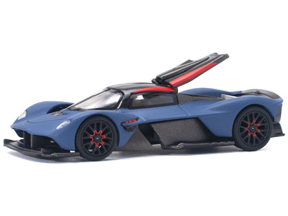 Aston Martin Valkyrie Satin Marina Blue with Carbon Top 1/64 Diecast Model Car by Pop Race
