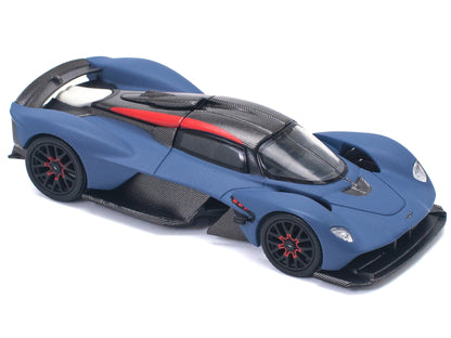 Aston Martin Valkyrie Satin Marina Blue with Carbon Top 1/64 Diecast Model Car by Pop Race