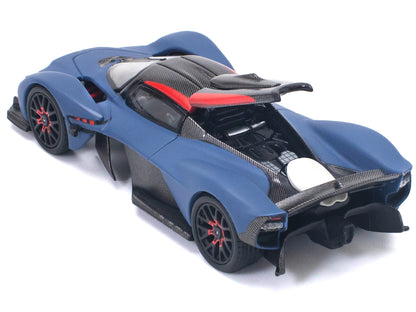 Aston Martin Valkyrie Satin Marina Blue with Carbon Top 1/64 Diecast Model Car by Pop Race