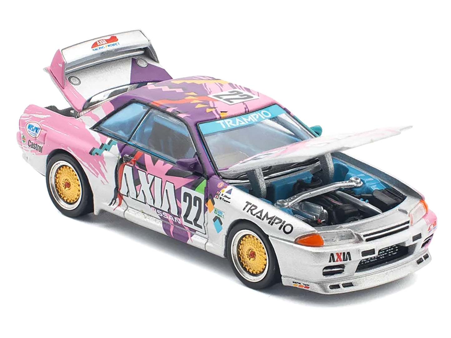 GTR R32 RHD (Right Hand Drive) #22 Masahiko Kageyama - Kazuo Shimizu "Axia" Group A "Japanese Touring Car Championship" (1991) 1/64 Diecast Model Car by Pop Race