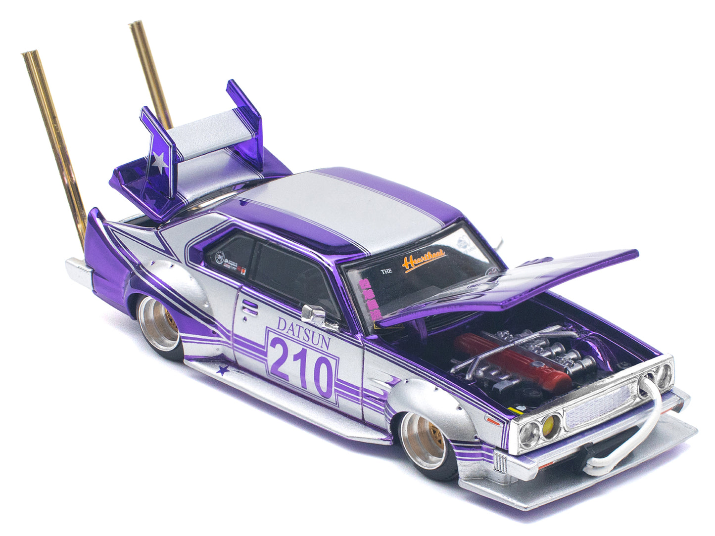 Skyline C210 Kaido Racer "Bosozoku Style" RHD (Right Hand Drive) #210 Purple and Silver 1/64 Diecast Model Car by Pop Race-DiecastModeler.com