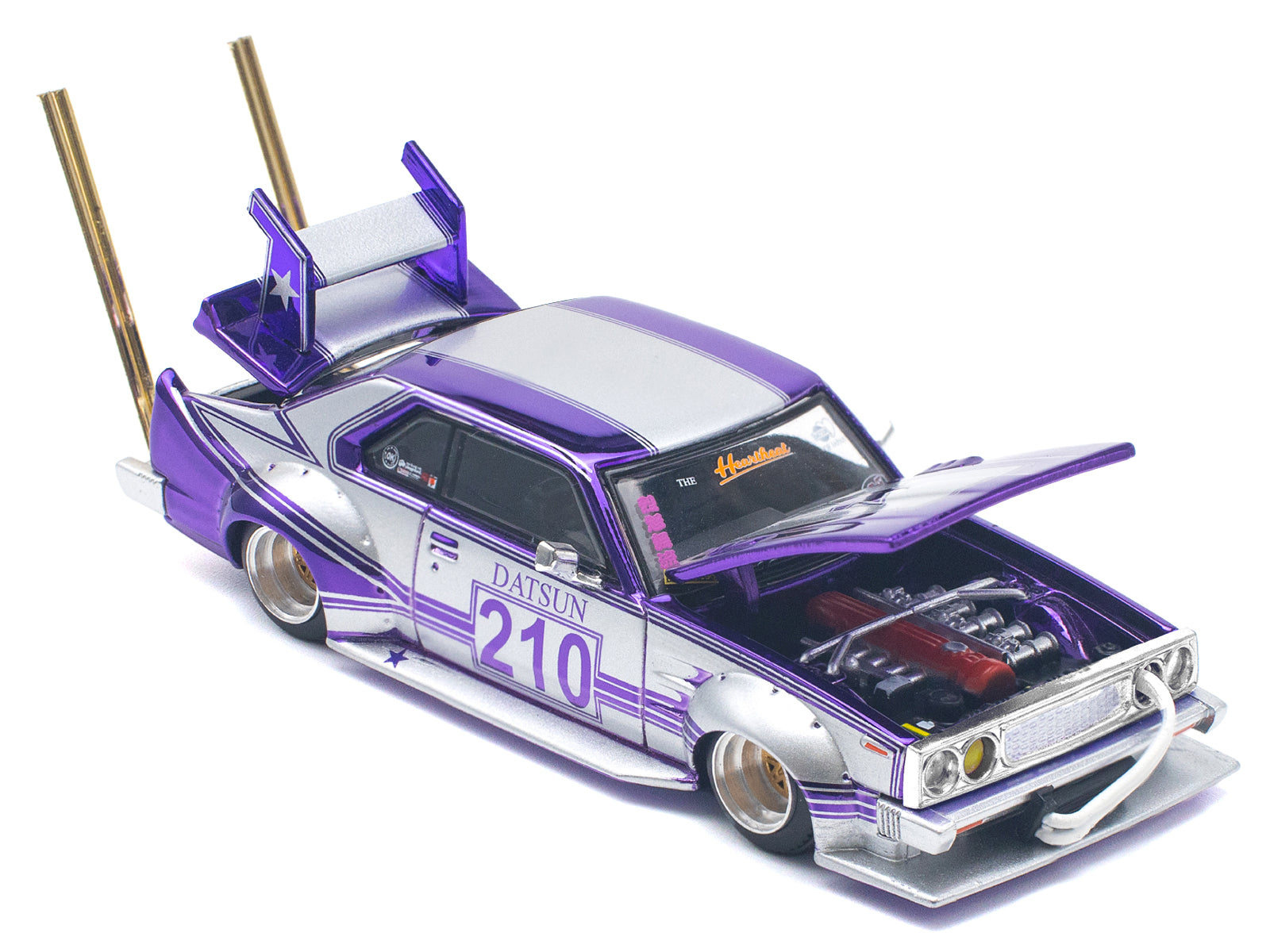 Skyline C210 Kaido Racer "Bosozoku Style" RHD (Right Hand Drive) #210 Purple and Silver 1/64 Diecast Model Car by Pop Race-DiecastModeler.com