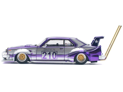 Skyline C210 Kaido Racer "Bosozoku Style" RHD (Right Hand Drive) #210 Purple and Silver 1/64 Diecast Model Car by Pop Race
