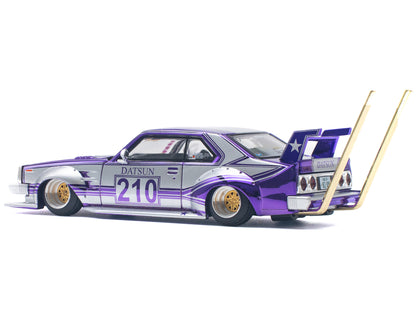 Skyline C210 Kaido Racer "Bosozoku Style" RHD (Right Hand Drive) #210 Purple and Silver 1/64 Diecast Model Car by Pop Race-DiecastModeler.com