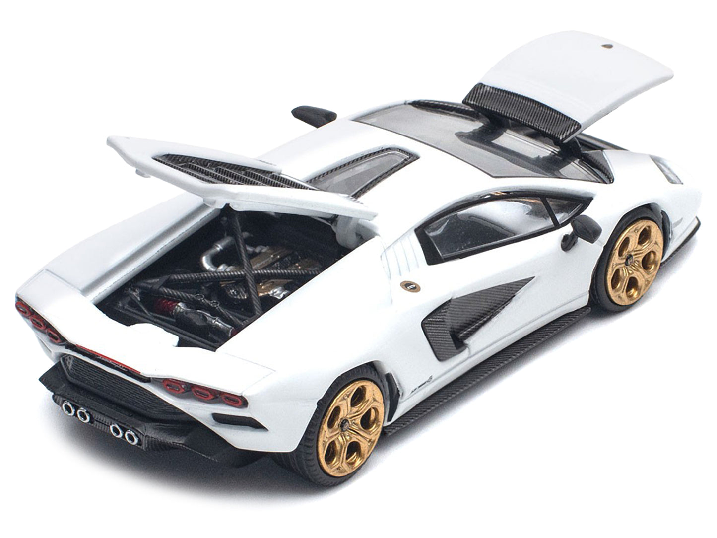Lamborghini Countach LPI 800-4 White with Carbon Accents 1/64 Diecast Model Car by Pop Race