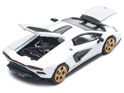 Lamborghini Countach LPI 800-4 White with Carbon Accents 1/64 Diecast Model Car by Pop Race