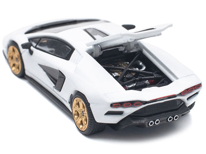 Lamborghini Countach LPI 800-4 White with Carbon Accents 1/64 Diecast Model Car by Pop Race