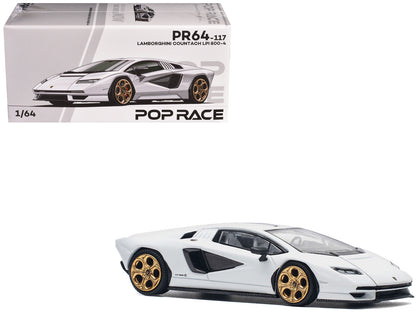 Lamborghini Countach LPI 800-4 White with Carbon Accents 1/64 Diecast Model Car by Pop Race