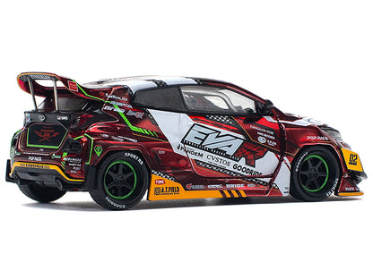 Toyota Goodride GR Yaris RHD (Right Hand Drive) "EVA RT Production Model-02" Red Metallic with Graphics 1/64 Diecast Model Car by Pop Race