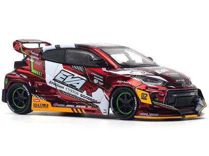 Toyota Goodride GR Yaris RHD (Right Hand Drive) "EVA RT Production Model-02" Red Metallic with Graphics 1/64 Diecast Model Car by Pop Race