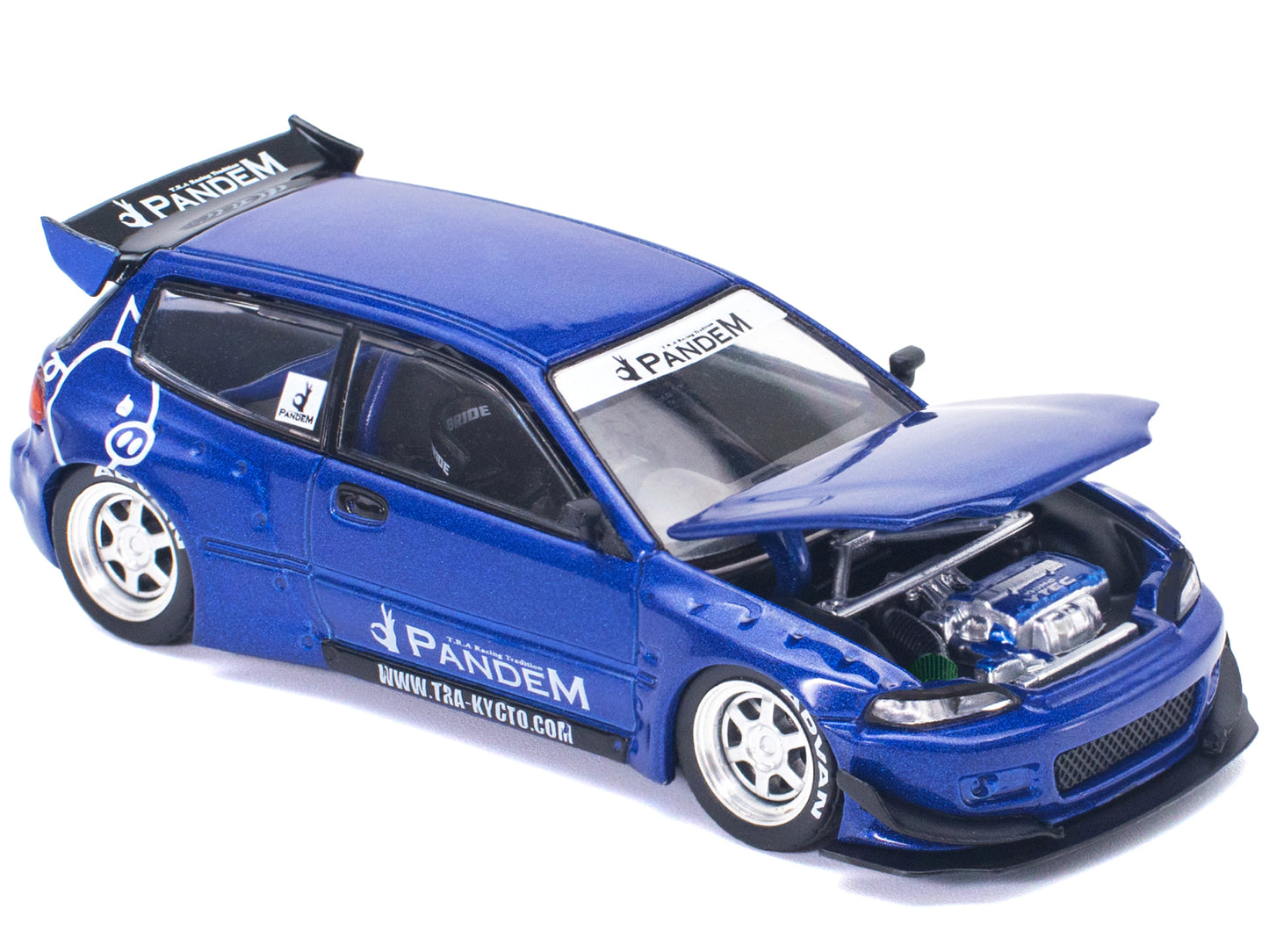 Pandem Civic EG6 RHD (Right Hand Drive) Blue Metallic 1/64 Diecast Model Car by Pop Race-DiecastModeler.com