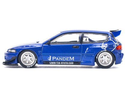 Pandem Civic EG6 RHD (Right Hand Drive) Blue Metallic 1/64 Diecast Model Car by Pop Race-DiecastModeler.com