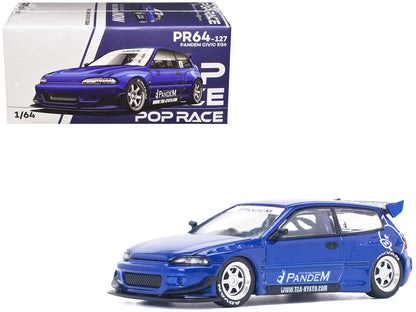 Pandem Civic EG6 RHD (Right Hand Drive) Blue Metallic 1/64 Diecast Model Car by Pop Race-DiecastModeler.com