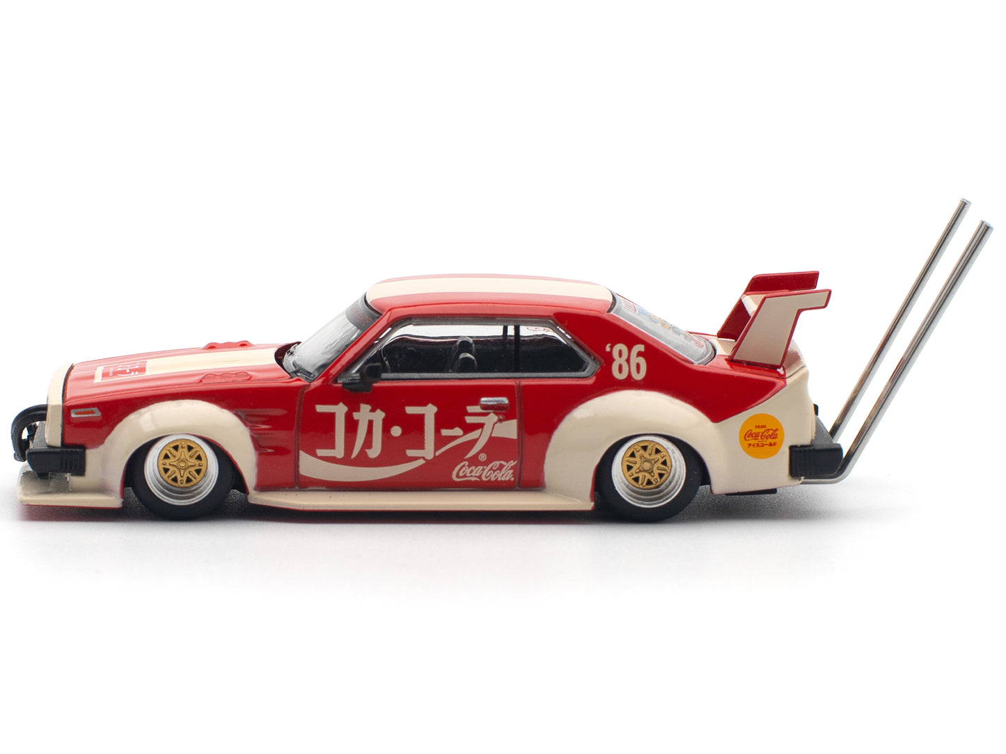 Skyline GT-R V8 Drift "Hakosuka" RHD (Right Hand Drive) "Coca-Cola (Japan)" Red and Cream 1/64 Diecast Model Car by Pop Race