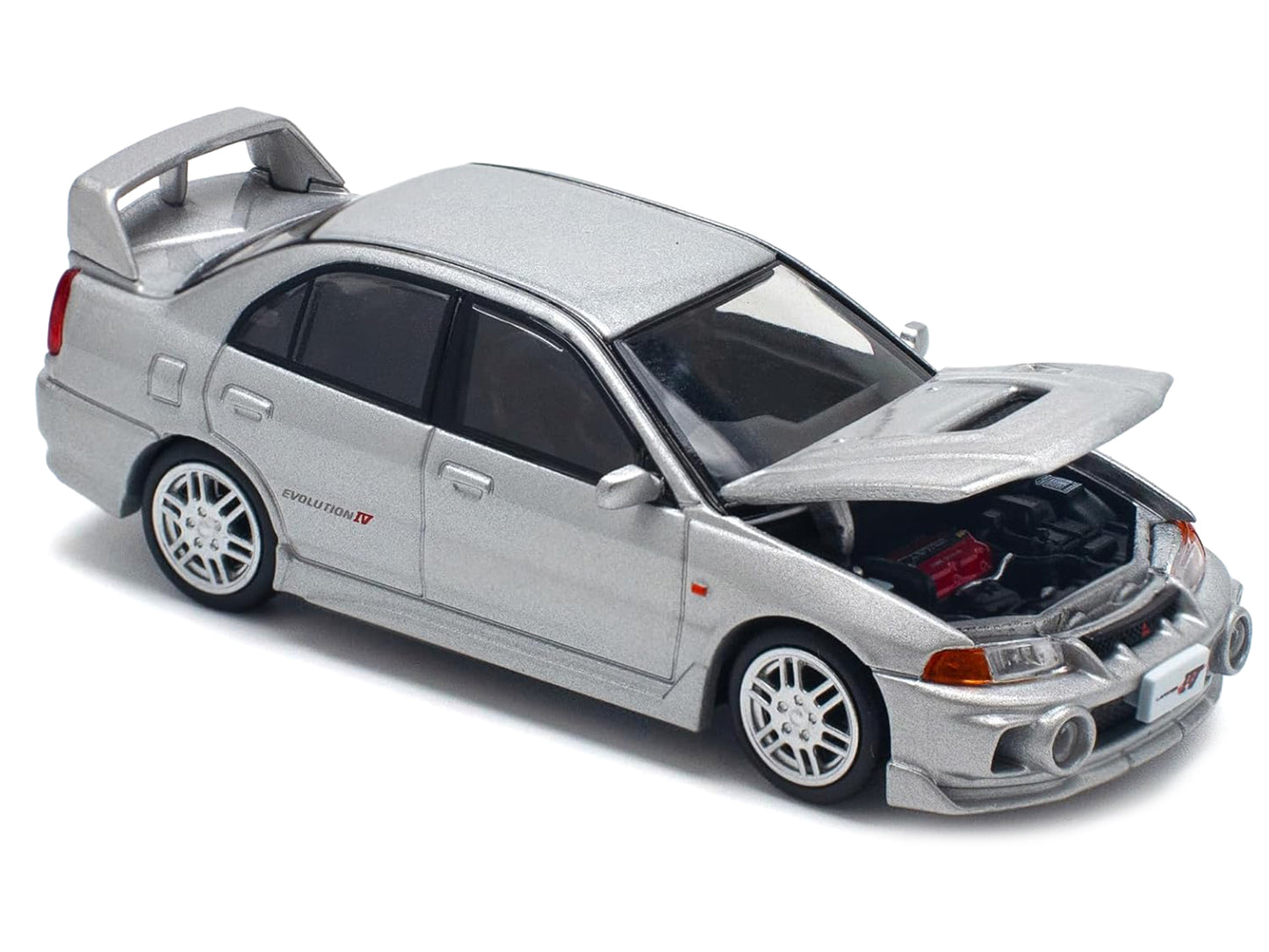 Mitsubishi Lancer Evolution IV RHD (Right Hand Drive) Steel Silver Metallic 1/64 Diecast Model Car by Pop Race