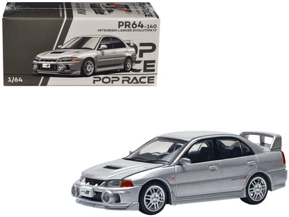 Mitsubishi Lancer Evolution IV RHD (Right Hand Drive) Steel Silver Metallic 1/64 Diecast Model Car by Pop Race