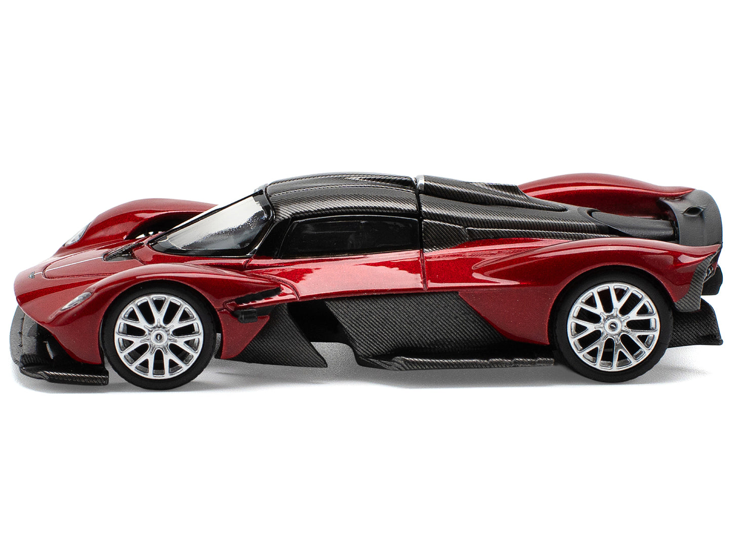 Aston Martin Valkyrie Supernova Red Metallic with Carbon Top 1/64 Diecast Model Car by Pop Race