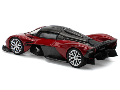 Aston Martin Valkyrie Supernova Red Metallic with Carbon Top 1/64 Diecast Model Car by Pop Race