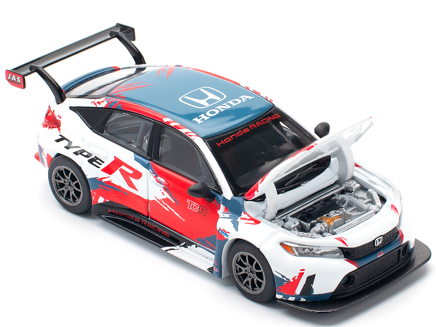 Honda Civic Type R TCR "Presentation" White with Graphics 1/64 Diecast Model Car by Pop Race
