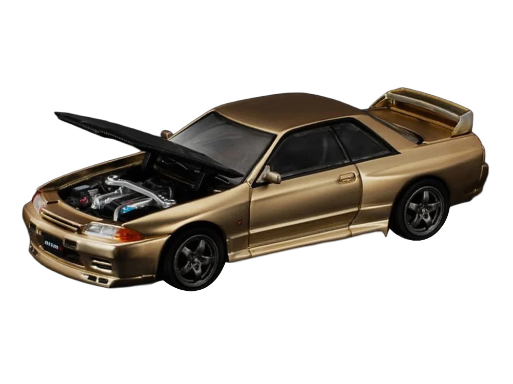 Skyline GT-R R32 RHD (Right Hand Drive) Chrome Gold with Carbon Hood "Tokyo Auto Salon 2025" 1/64 Diecast Model Car by Pop Race-DiecastModeler.com
