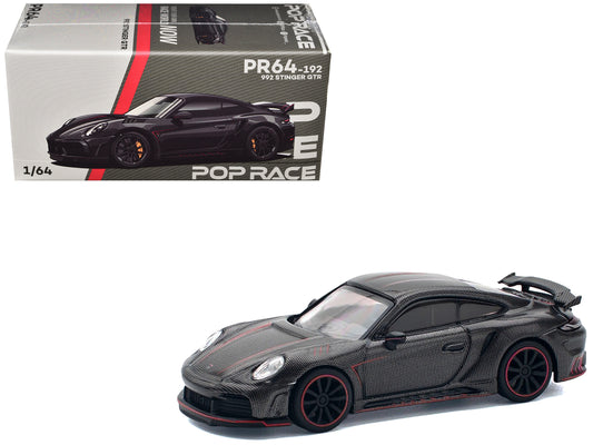 992 Stinger GTR Carbon Edition with Red Accents 1/64 Diecast Model Car by Pop Race-DiecastModeler.com