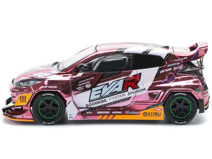 Toyota Goodride GR Yaris RHD (Right Hand Drive) "EVA RT Production Model-08" Pink Metallic with Graphics 1/64 Diecast Model Car by Pop Race