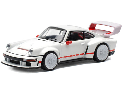 Singer DLS Turbo White with Red Stripes 1/64 Diecast Model Car by Pop Race