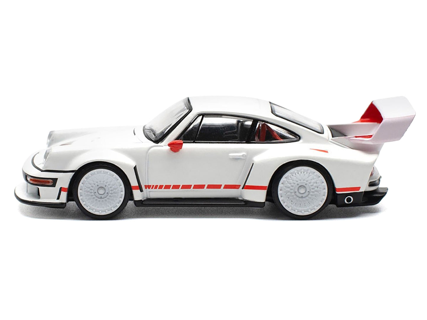Singer DLS Turbo White with Red Stripes 1/64 Diecast Model Car by Pop Race