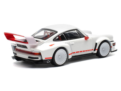 Singer DLS Turbo White with Red Stripes 1/64 Diecast Model Car by Pop Race