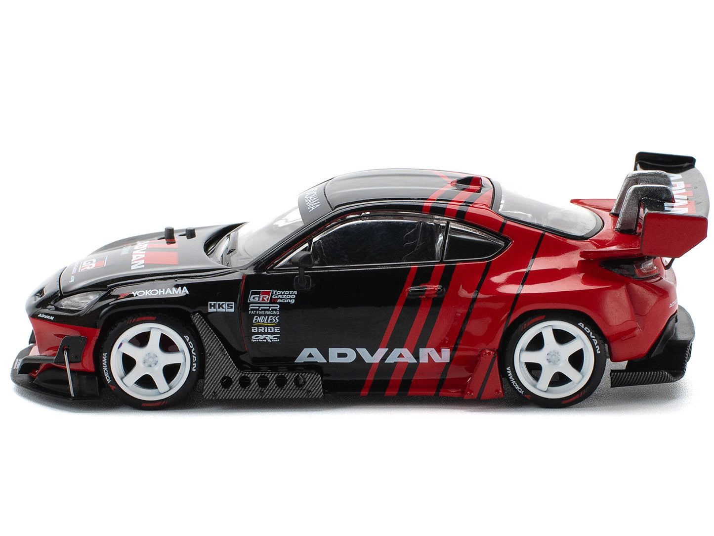 Toyota Pandem GR86 "Advan" Black and Red with Graphics 1/64 Diecast Model Car by Pop Race