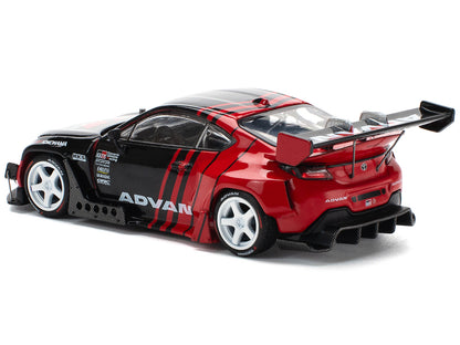 Toyota Pandem GR86 "Advan" Black and Red with Graphics 1/64 Diecast Model Car by Pop Race