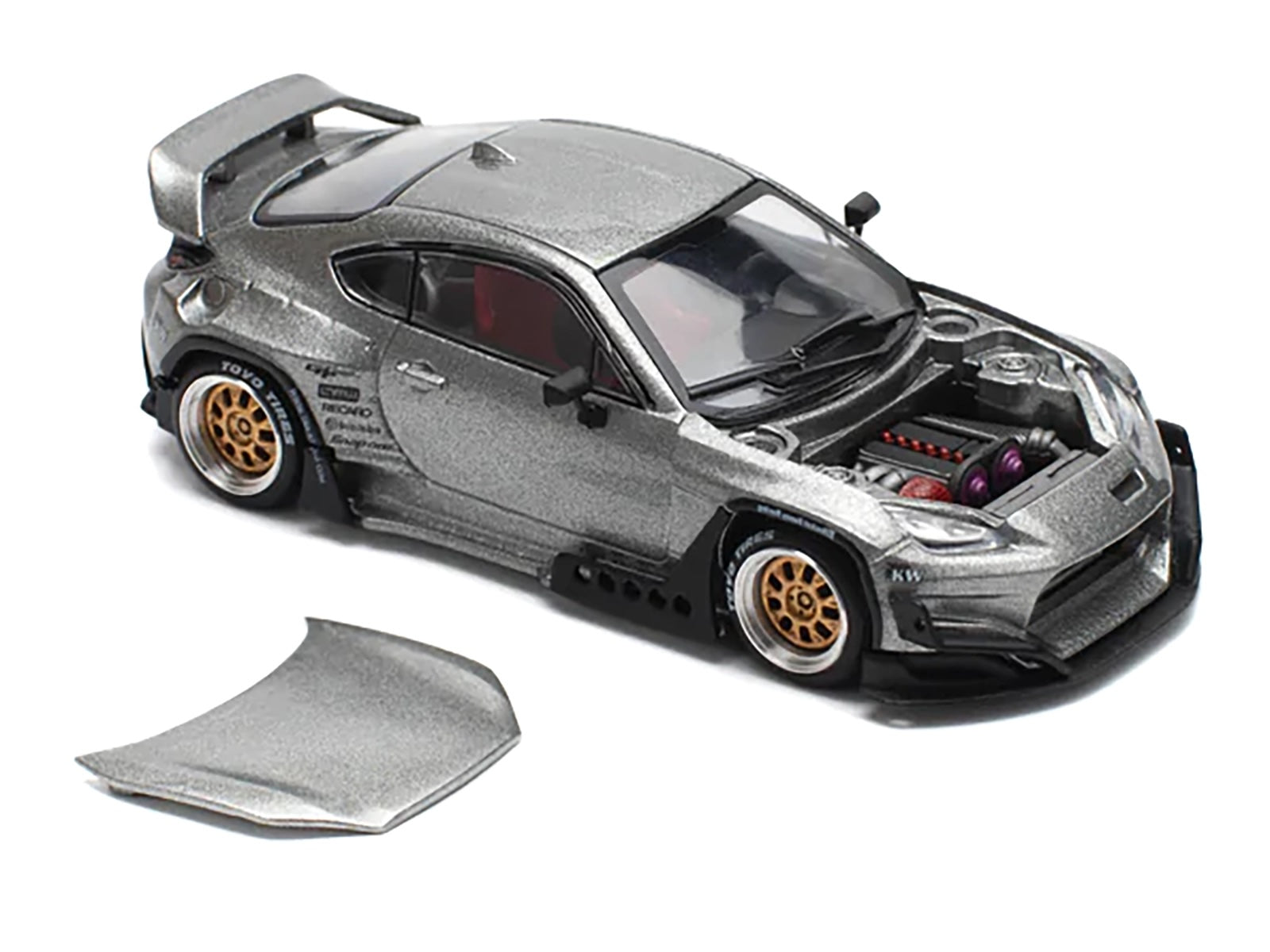 Toyota Pandem GR86 Silver Metallic 1/64 Diecast Model Car by Pop Race-DiecastModeler.com