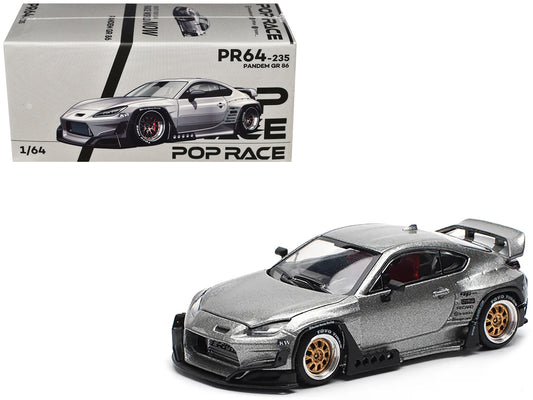 Toyota Pandem GR86 Silver Metallic 1/64 Diecast Model Car by Pop Race-DiecastModeler.com