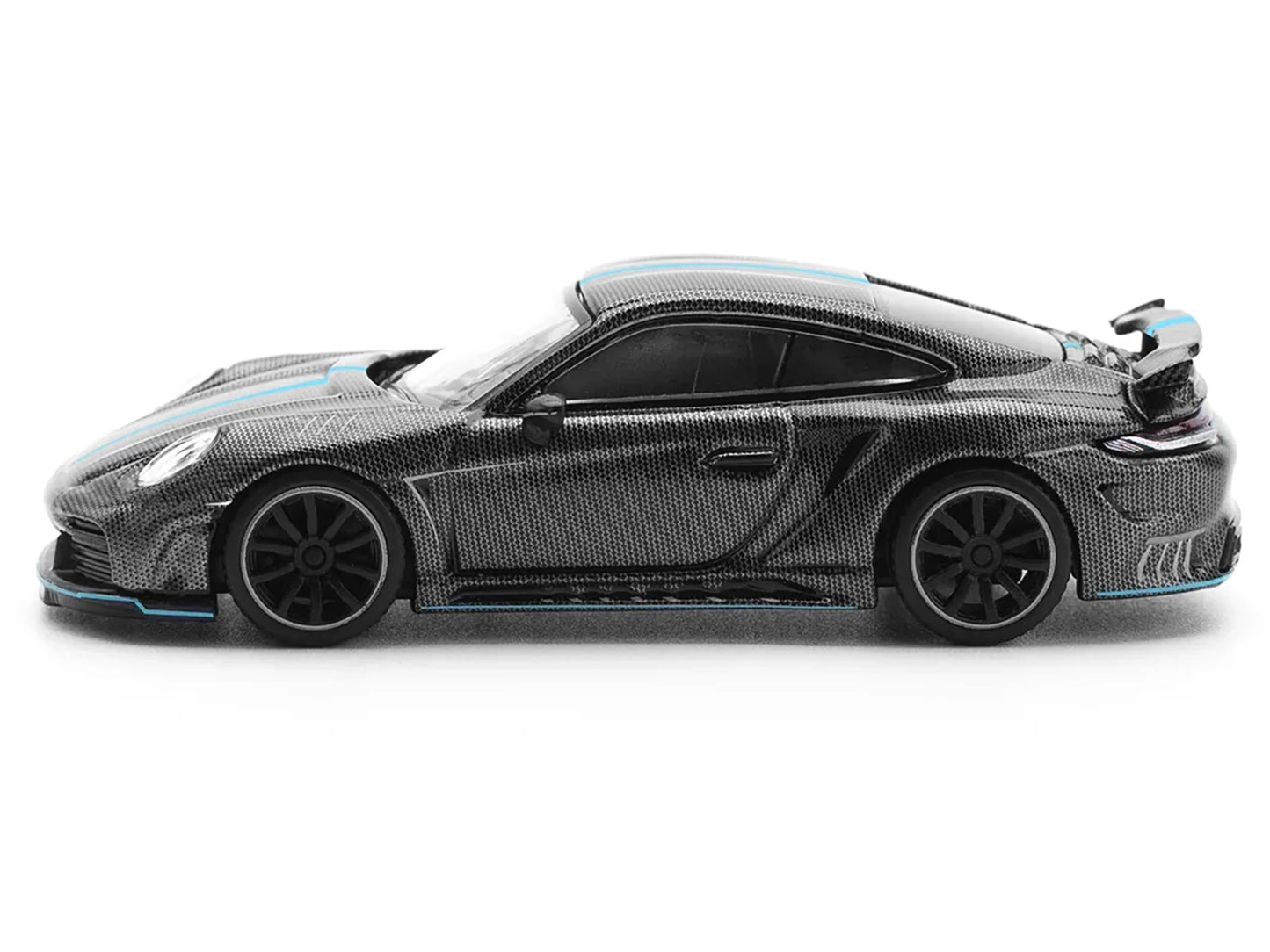 992 Stinger GTR Carbon Edition with Blue Stripe 1/64 Diecast Model Car by Pop Race