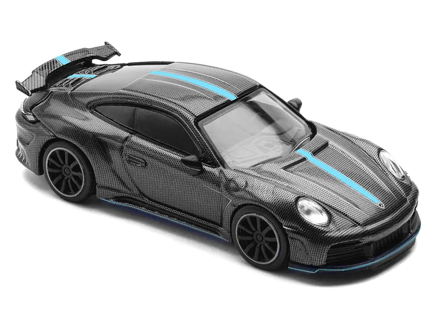 992 Stinger GTR Carbon Edition with Blue Stripe 1/64 Diecast Model Car by Pop Race