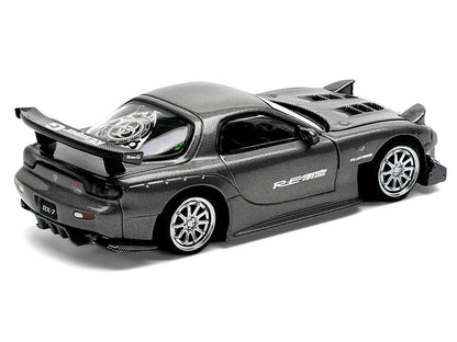 Mazda RX7 (FD) "RE Amemiya" Widebody RHD (Right Hand Drive) Gunmetal Gray Metallic with Carbon Hood 1/64 Diecast Model Car by Pop Race
