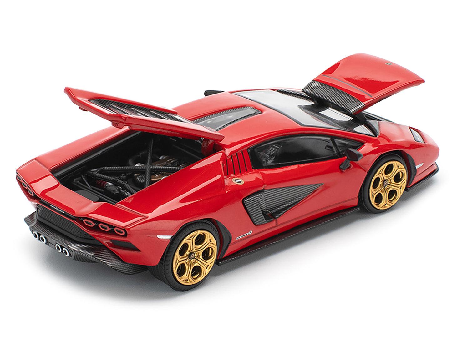 Lamborghini Countach LPI 800-4 Red with Carbon Accents 1/64 Diecast Model Car by Pop Race