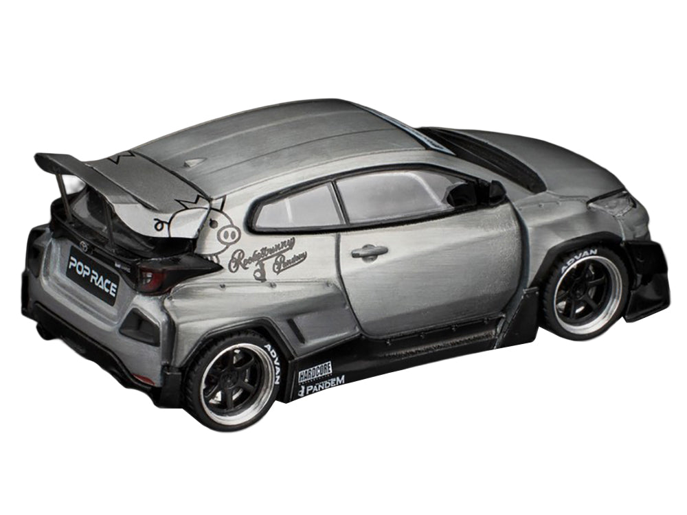 Toyota "Pandem" GR Yaris RHD (Right Hand Drive) Raw Metal 1/64 Diecast Model Car by Pop Race