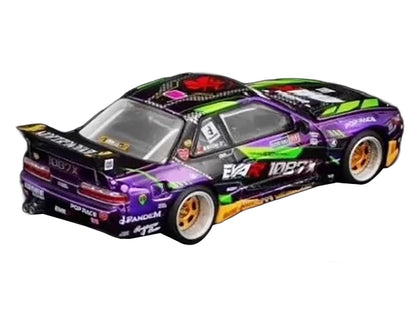 Nissan S13 1087X Pandem RHD (Right Hand Drive) "EVA RT Test Type-01" Purple Metallic with Graphics "APA XPO 2025 Exclusive" 1/64 Diecast Model Car by Pop Race