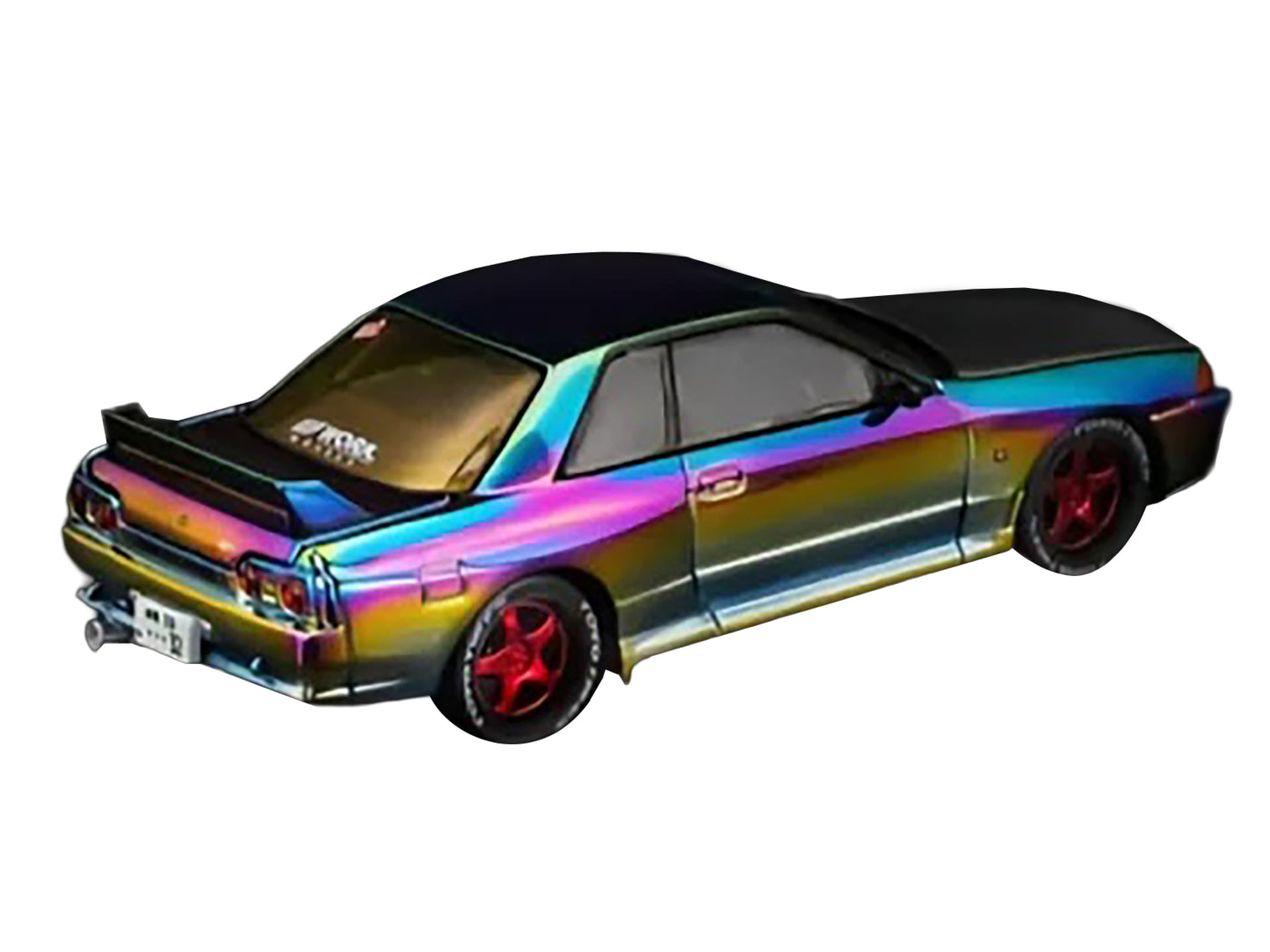 Nissan Skyline GT-R (R32) RHD (Right Hand Drive) Chameleon Chrome with Carbon Hood "Vancouver Edition" 1/64 Diecast Model Car by Pop Race